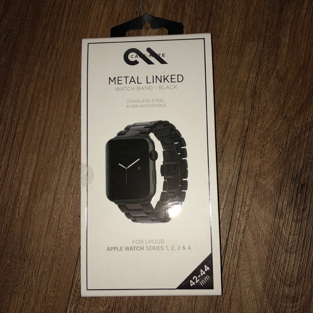 Unisex Black Metal Linked Apple Watch Band - Picture 1 of 3